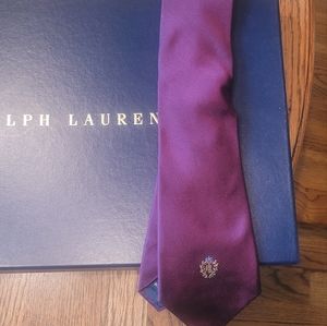 NWOT Ralph Lauren Silk Logo Burgundy Tie